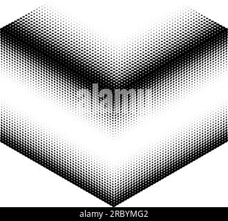 Halbtonwürfel. Pointillismus-Würfel mit versteifender Geometrie. Isoliert auf weiß Stock Vektor