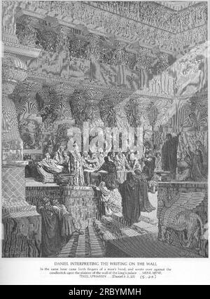 Daniel interpretiert die Schrift an der Wand 1866 von Gustave Dore Stockfoto