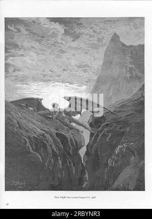 Kennzeichen Nr. 26 Buch VI Zeile 406 'Now Night her course..' 1882 von Gustave Dore Stockfoto