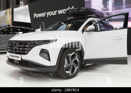 Barcelona, Spanien - 14. Mai 2023: Hyundai Tucson PHEV auf der Automobile Barcelona 2023 in Barcelona, Spanien. Stockfoto