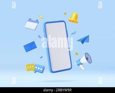 3D Telefon mit Business-Management-App. Stock Vektor