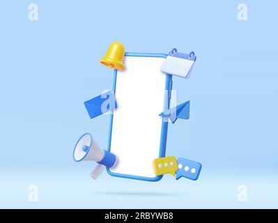 3D Telefon mit Business-Management-App. Stock Vektor