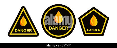 Danger Fire Sing oder Symbol Vector Logo Symbol Aufkleber Stock Vektor