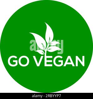 Go vegan-Logo oder -Symbol, grüner Hintergrund GO vegan-Logo Stock Vektor