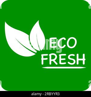 Grüner Hintergrund Eco Fresh Vektorlogo oder Symbol, Eco Fresh Logo Stock Vektor