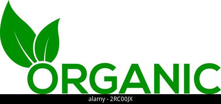 Logo oder Symbol für organische Vektoren auf weißem Hintergrund, Logo für organische Blätter Stock Vektor