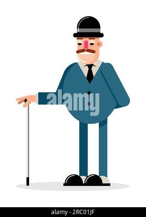 Einfache flache Vektor eines Cartoon Gentleman Stock Vektor