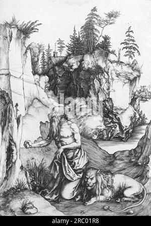 St. Jerome Penitent in the Wilderness 1496 von Albrecht Durer Stockfoto