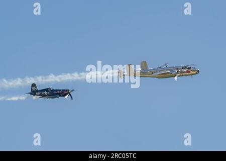 Flying Bulls auf der Pardubice Air Show 2023 in Pardubice, Tschechische Republik Stockfoto