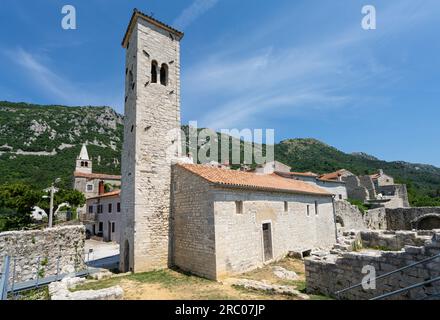 Fianona, Kroatien. 10. Juli 2023. Panoramablick auf das Dorf Stockfoto