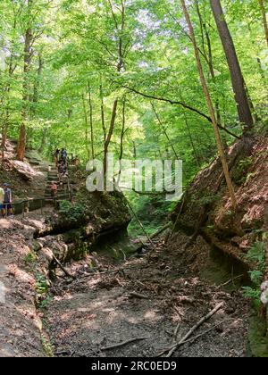 Oglesby, Illinois - 23. Juni 2023: Starved Rock State Park in IL mit natürlichen Canyons und Wasserfällen Stockfoto