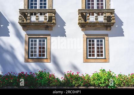 Nahaufnahme von der Fassade des Mateus-Palastes, Vila Real, Portugal. Stockfoto