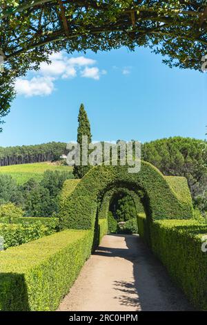 Wunderschöne Gärten im Mateus-Palast in Vila Real, Portugal. Stockfoto