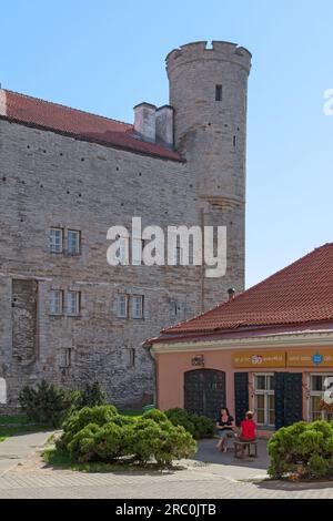 Tallinn, Estland - Juni 15 2019: Der Pilsticker Tower der Burg Toompea, eine barocke Burg, die über einer Zitadelle aus dem 9. Jahrhundert erbaut wurde, und der gegenwärtige Sitz von t Stockfoto