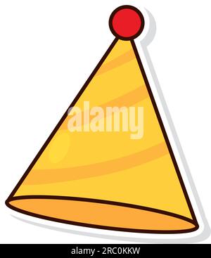 Isolierte farbige Geburtstagsmütze Aufkleber Symbol Vector Stock Vektor