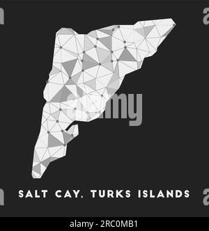 Salt Cay, Turks Islands - Karte des Kommunikationsnetzwerks der Insel. Salt Cay, Turks Islands trendiges geometrisches Design auf dunklem Hintergrund. Technologie, intern Stock Vektor