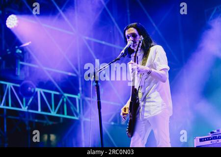 die britische englische Band Placebo lebte in Turin während des Stupinigi Sonic Park 2023 Stockfoto