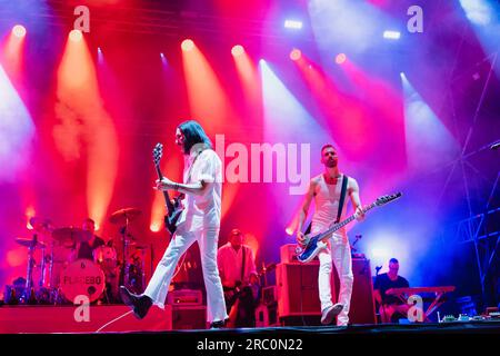 die britische englische Band Placebo lebte in Turin während des Stupinigi Sonic Park 2023 Stockfoto