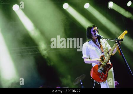 die britische englische Band Placebo lebte in Turin während des Stupinigi Sonic Park 2023 Stockfoto