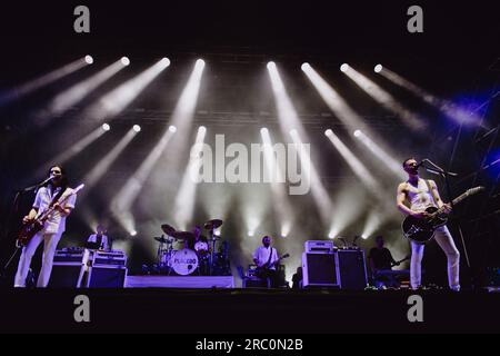 die britische englische Band Placebo lebte in Turin während des Stupinigi Sonic Park 2023 Stockfoto