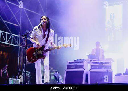 die britische englische Band Placebo lebte in Turin während des Stupinigi Sonic Park 2023 Stockfoto