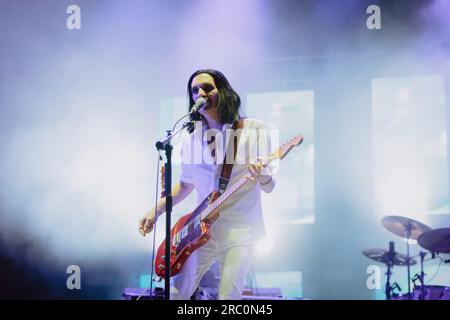 die britische englische Band Placebo lebte in Turin während des Stupinigi Sonic Park 2023 Stockfoto