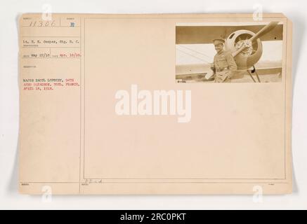 Major Raoul Lupbery vom 94. Aero-Geschwader, Toul, Frankreich, am 18. April 1918. Foto von LT. E. Cooper, Signal Corps, Redo. Stockfoto