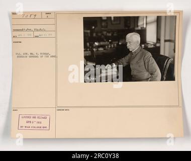 Bildunterschrift: Generalmajor WM. C. Gorgas, Generalchirurg der Armee, aufgenommen am 22. März 1918. Dieses Foto wurde zensiert und am 3. April 1918 von der war College Division veröffentlicht. Fotograf: LT. Fox, Sig.R.C. Laborhinweise: 7089. Stockfoto