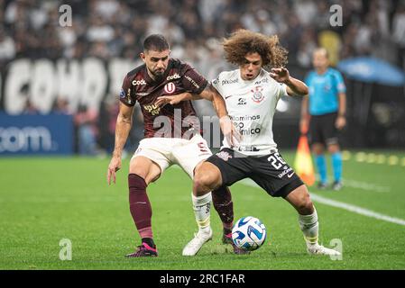 Sao Paulo, Sao Paulo, Brasilien. 11. Juli 2023. Sao Paulo (SP), 07/11/2023 - SULAMERICANA/CORINTHIANS X UNIVERSITARIO - Match between Corinthians and Universitario (PER), gültig für die zweite Etappe der 2023 Copa Sudamericana Playoffs, die in der Neo Quimica Arena im Osten von Sao Paulo am Dienstag, dem 11. Juli 2023, stattfindet. (Kreditbild: © Ronaldo Barreto/TheNEWS2 via ZUMA Press Wire) NUR REDAKTIONELLE VERWENDUNG! Nicht für den kommerziellen GEBRAUCH! Stockfoto