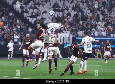 São Paulo, 11. Juli 2023 Felipe Augusto der Korinther während des Spiels gegen Universitario-PER für die erste Etappe der Copa Sudamericana Playoffs, in der Neo Química Arena, im Stadtviertel Itaquera, östliche Zone von São Paulo, diesen Dienstag, den 11. Kredit: Brasilien Photo Press/Alamy Live News Stockfoto