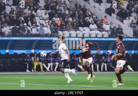 São Paulo, 11. Juli 2023 Guilherme Biro der Korinther während des Spiels gegen Universitario-PER für die erste Etappe der Copa Sudamericana Playoffs, in der Neo Química Arena, im Stadtviertel Itaquera, östliche Zone von São Paulo, diesen Dienstag, den 11. Kredit: Brasilien Photo Press/Alamy Live News Stockfoto