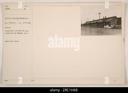 Kasino Nr. 4 im Hafen von Newark, New Jersey, war vom Q.M. besetzt Abteilung im Ersten Weltkrieg. Dieses Foto wurde am 27. Mai 192 AUFGENOMMEN UND von Sergeant Steiniger von der S.C. BESCHREIBUNG aufgenommen. Es veranschaulicht die Gebäude, die von der Q.M.-Abteilung genutzt werden. Stockfoto