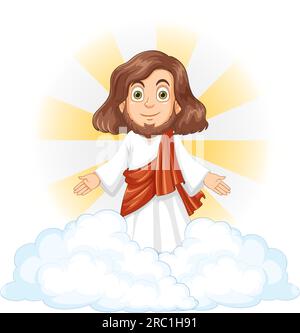 Jesus Christus steht auf Wolke Illustration Stock Vektor