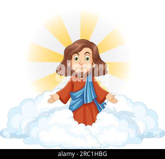 Jesus Christus steht auf Wolke Illustration Stock Vektor