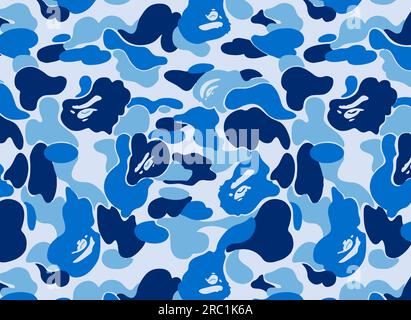 Blauer Nahtloser Vektor Mit Bape-Camouflage Stock Vektor