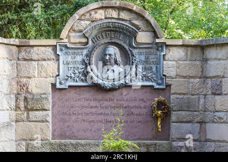 Denkmal Friedrich Hoelderlin, Hoelderlinstadt Lauffen am Neckar, Baden-Württemberg, Deutschland Stockfoto