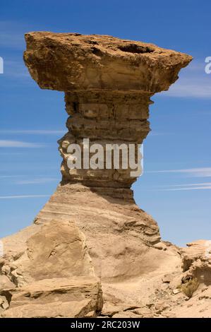 Der Pilz, Valle de Luna, El Hongo, Steinformation, Naturschutzgebiet Ischigualasto, Moon Valley, Provinz San Juan, Argentinien Stockfoto