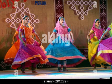 Kathak-Tanz im Natiyanjali-Festival im Perur-Tempel, Tamil Nadu, Indien Stockfoto