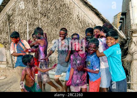 Familien-Fischer-Kinder, Heiliges Festival in Chennai, Tamil Nadu, Indien, Asien Stockfoto