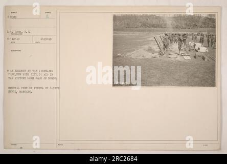 Kriegsausstellung im Van Cortland Park, New York City, mit dem Abschuss von 6-Zoll-Newton-Mörsern. Die Ausstellung wurde organisiert, um den Verkauf von Anleihen durch den Victory Loan zu unterstützen. Foto aufgenommen am 12. Mai 1919, von LT. Lyon, S.C. Beschreibung und Anmerkungen: Syrol. Lichtbildnummer: 48099." Stockfoto