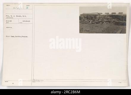 Pvt. W. J. Beach, ein Soldat des Signalkorps, wird am 1. März 1919 im Spur Camp in Sarthe, Frankreich, fotografiert. Das Foto wurde am 15. Dezember 1918 aufgenommen und mit der Kennzeichnungsnummer MA ausgestellt. O.S4. TP. Stockfoto