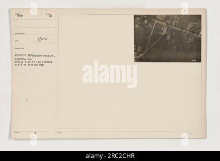 Luftaufnahme des Landeplatzes in Raritan Bay, aufgenommen in der Aviation Experiment Station in Hampton, VA, am 30. Juni 1917. Das Foto hat die Identifikationsnummer 111-SC-3523 und wurde von einem nicht identifizierten Fotografen aufgenommen. Beachten Sie, dass sie in die Kategorie der F107-Fotos fällt. Stockfoto