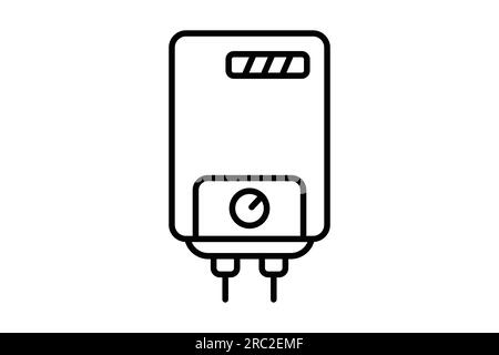 Symbol Wasserheizung. Symbol für elektronische Haushaltsgeräte. Liniendesign. Einfache Vektorkonstruktion editierbar Stock Vektor