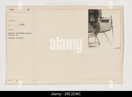 Foto einer Experimentierstation in Hampton, Virginia während des 1. Weltkriegs Das Bild zeigt ein Flugzeug mit Standard-J-Motor, das für Flugversuche verwendet wurde. Dieses Foto wurde am 9. August 1917 herausgegeben. (111-SC-3657, Ring 657, Fotograf Rot, Beschreibung A202 365-7) Stockfoto