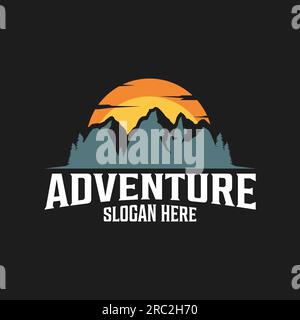 Berglogo Design Rocky Peak Adventure Outdoor. Vektordarstellung Stock Vektor