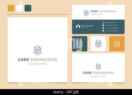 Code-Engineering-Logo mit editierbarem Slogan. Branding-Buch und Visitenkartenvorlage. Stock Vektor