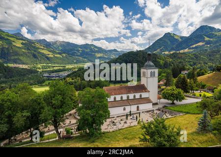 Elglise Saint-Théodule in Gruyeres, Freiburg Stockfoto