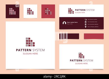 Gemustertes Systemlogo mit editierbarem Schriftzug. Branding-Buch und Visitenkartenvorlage. Stock Vektor