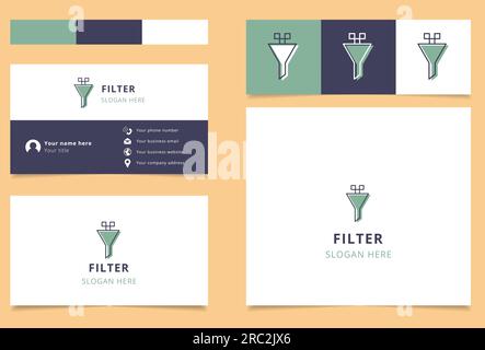 Filterlogo mit editierbarem Slogan. Branding-Buch und Visitenkartenvorlage. Stock Vektor