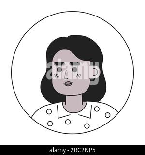 Wunderschöne junge afroamerikanische Frau, einfarbiger, flacher, linearer Charakterkopf Stock Vektor